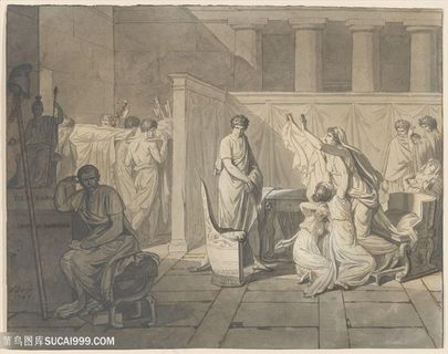 大卫油画室内人群装饰画