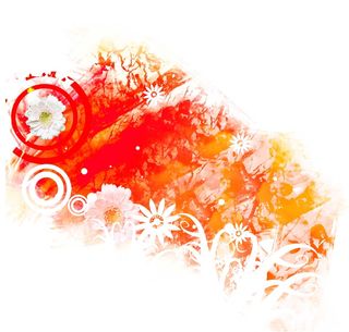 橘红色唯美浪漫梦幻风水墨花插画插图名片海报背景图片素材