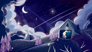 夜色星空兔子月亮绘画PSD素材