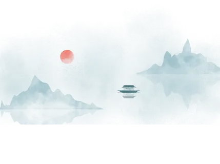 清明元素古风中式清明节山水画中国风