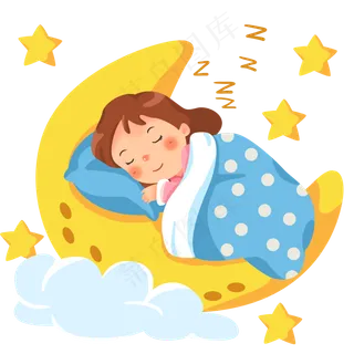 在月亮上睡觉的女孩