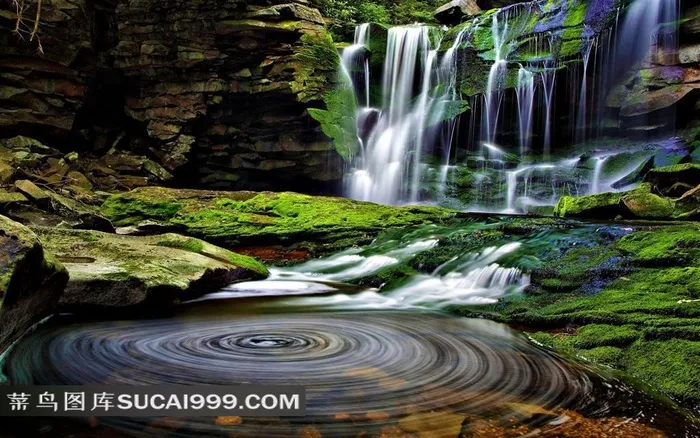 自然风景-山间的溪流瀑布