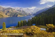 新疆天山天池美丽的风景素材