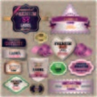 免抠爱心彩带标签