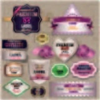 免抠爱心彩带标签