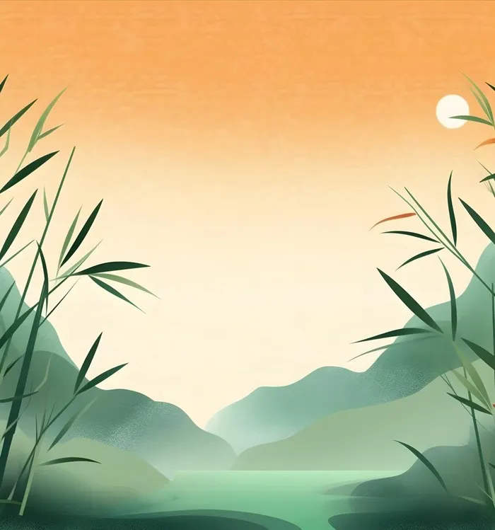 古风国风山水竹叶水墨画风景背景(2688x2873)
