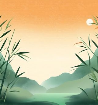 古风国风山水竹叶水墨画风景背景