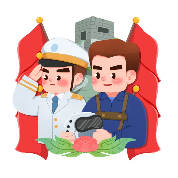 卡通海陆空部队军人爱国插画 (2)