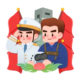 卡通海陆空部队军人爱国插画 (2)