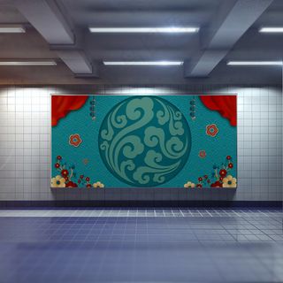 中国风国潮展板背景psd分层模板