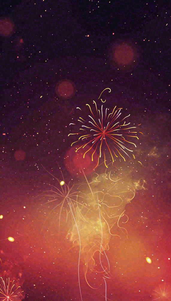 喜庆节日夜晚天空缤纷烟花，彩色绚丽(832x1456)