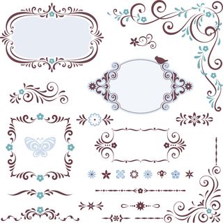 欧式复古线条边框花纹AI矢量LOGO角框花边分割线设计PSD卡片素材