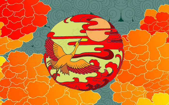 中国风古风国潮祥云旭日背景