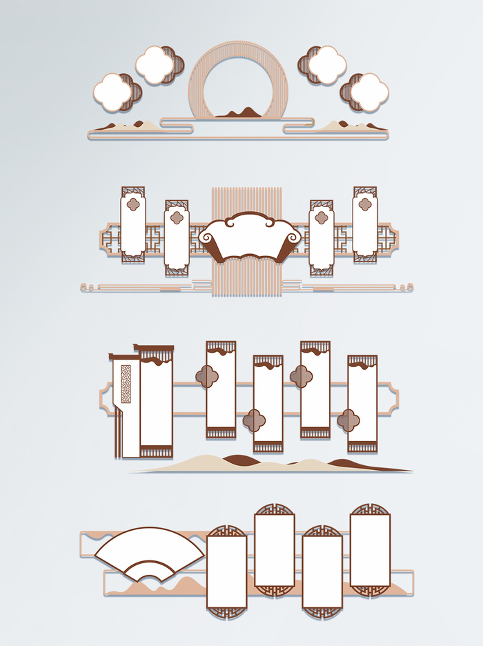 简约大气古典古风社区文化墙边框展馆展厅文化墙ai矢量模版下载