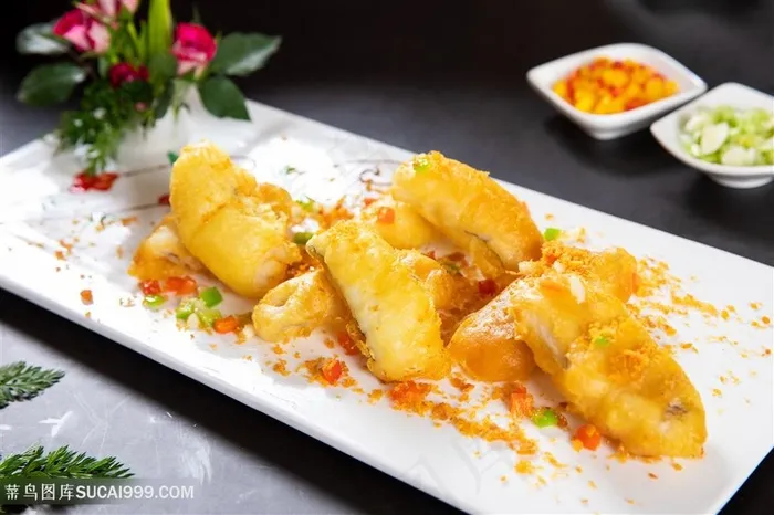 椒盐九肚鱼菜肴摄影图