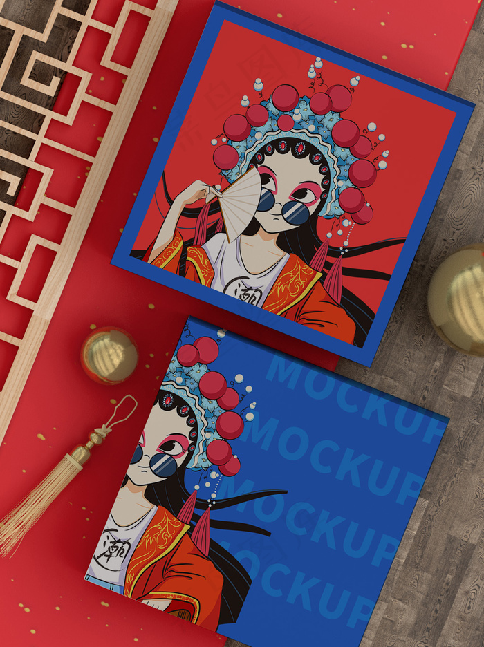 国潮风中式文创纸盒智能样机