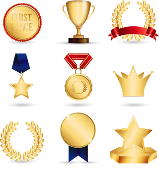 荣誉奖杯奖章素材金色少儿兴趣班素材