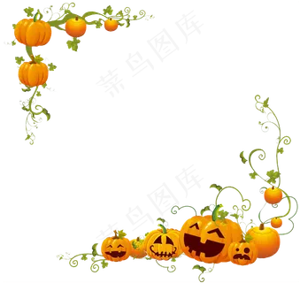 彩色万圣节边框南瓜元素像框