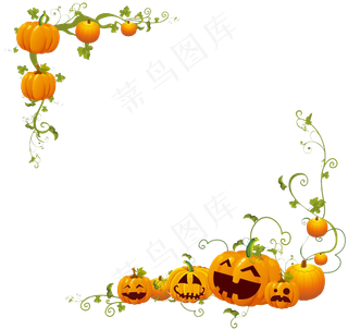 彩色万圣节边框南瓜元素像框