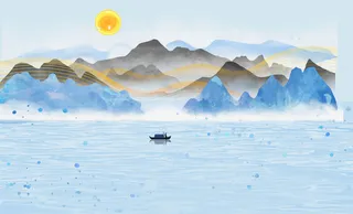 清新水墨山水风景