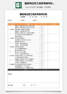 24服务岗位员工绩效考核评价表