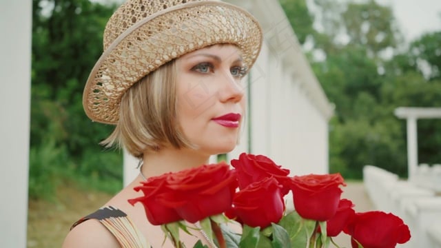 女士, 步行, 女孩, 玫瑰, 脸, 肖像