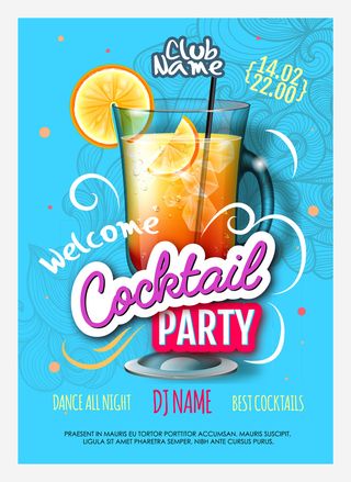 鸡尾酒设计海报矢量图