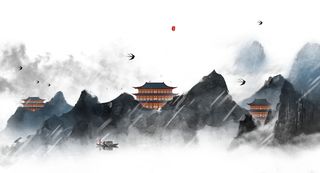 中国风山水画古风背景素材