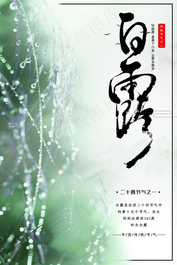 创意中国风白露节传统节气海报psd模版下载