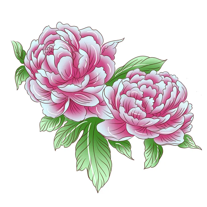 手绘国潮中国风古典牡丹花国花花卉装饰图案PSD设计素材psd模版下载