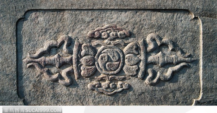 中国古代石雕建筑-太极祥云石雕