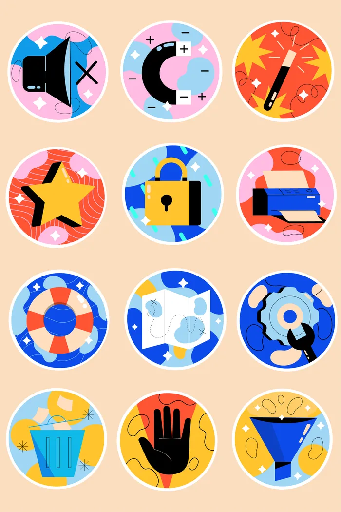 矢量扁平贴纸ai矢量模版下载