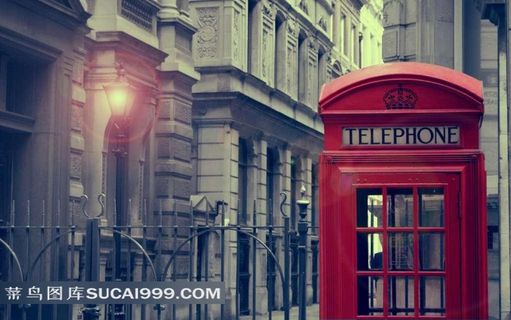 欧式建筑和电话亭