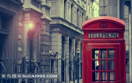欧式建筑和电话亭