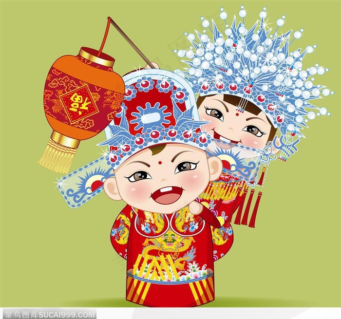 古典婚礼卡通小人图片