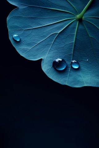 蓝色荷叶意境水珠节气海报背景