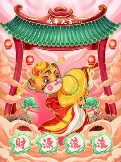 虎年新年海报展板psd模板新年快乐虎年大吉