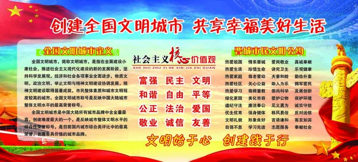 创建全国文明城市  共享幸福美好生活psd模版下载