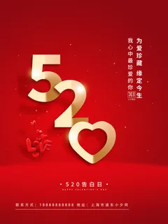 唯美浪漫520情人节主题活动宣传促销海报展板模板PSDAI设计素材