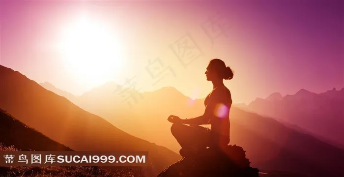 远山瑜伽美女人物摄影高清图片