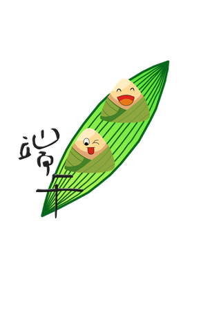 绿色端午节粽子插画图免抠