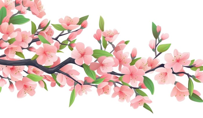 粉色花朵树枝元素(1424x832)