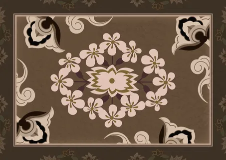 复古中式国潮风敦煌花纹装饰图案花卉藻井肌理圆形边框素材