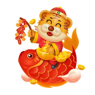 PNG免扣2022虎年新年春节元旦卡通老虎形象图片插画PSD设计素材