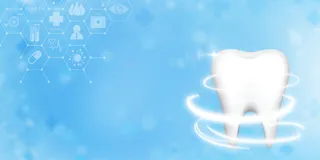 蓝色医疗图案爱牙日展板背景