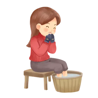 泡脚洗脚手绘图