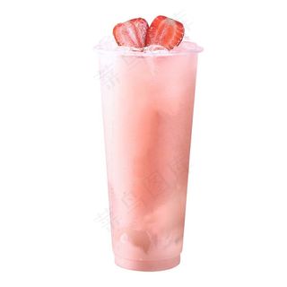 草莓养乐多奶茶菜单图片（免抠图）