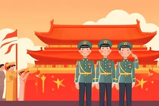 军人*红色卡通插画背景