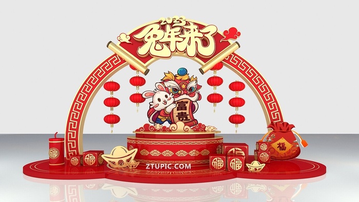 2023年兔年造型拍照打卡点兔年雕塑新春雕塑