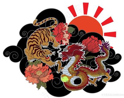 龙虎相斗龙腾虎跃高清挂画壁纸高分辨率打印喷绘素材